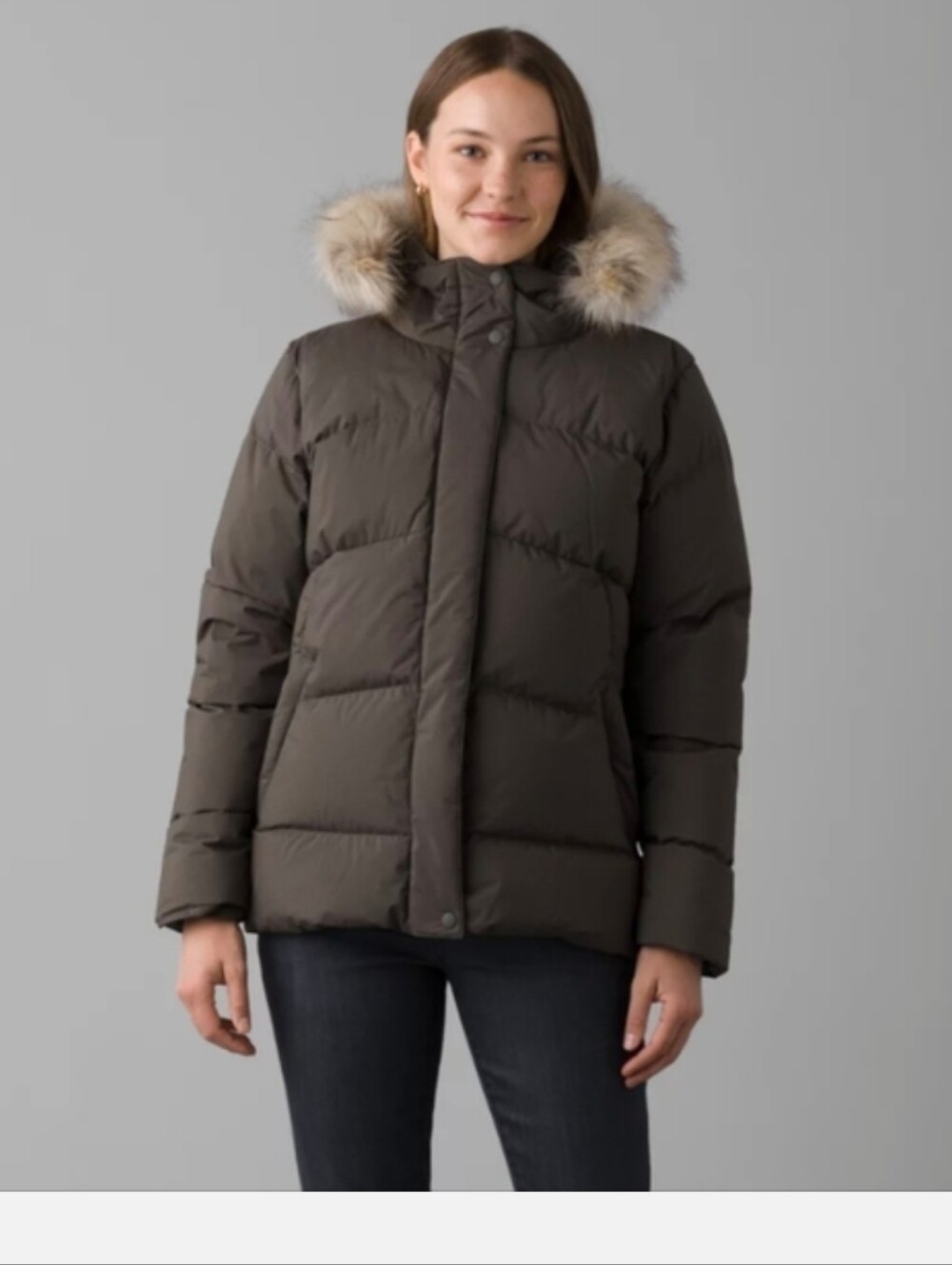 PRANA KROMATA Women's M Down Fill COAT Jacket Detachable Hood Heavy Warm.